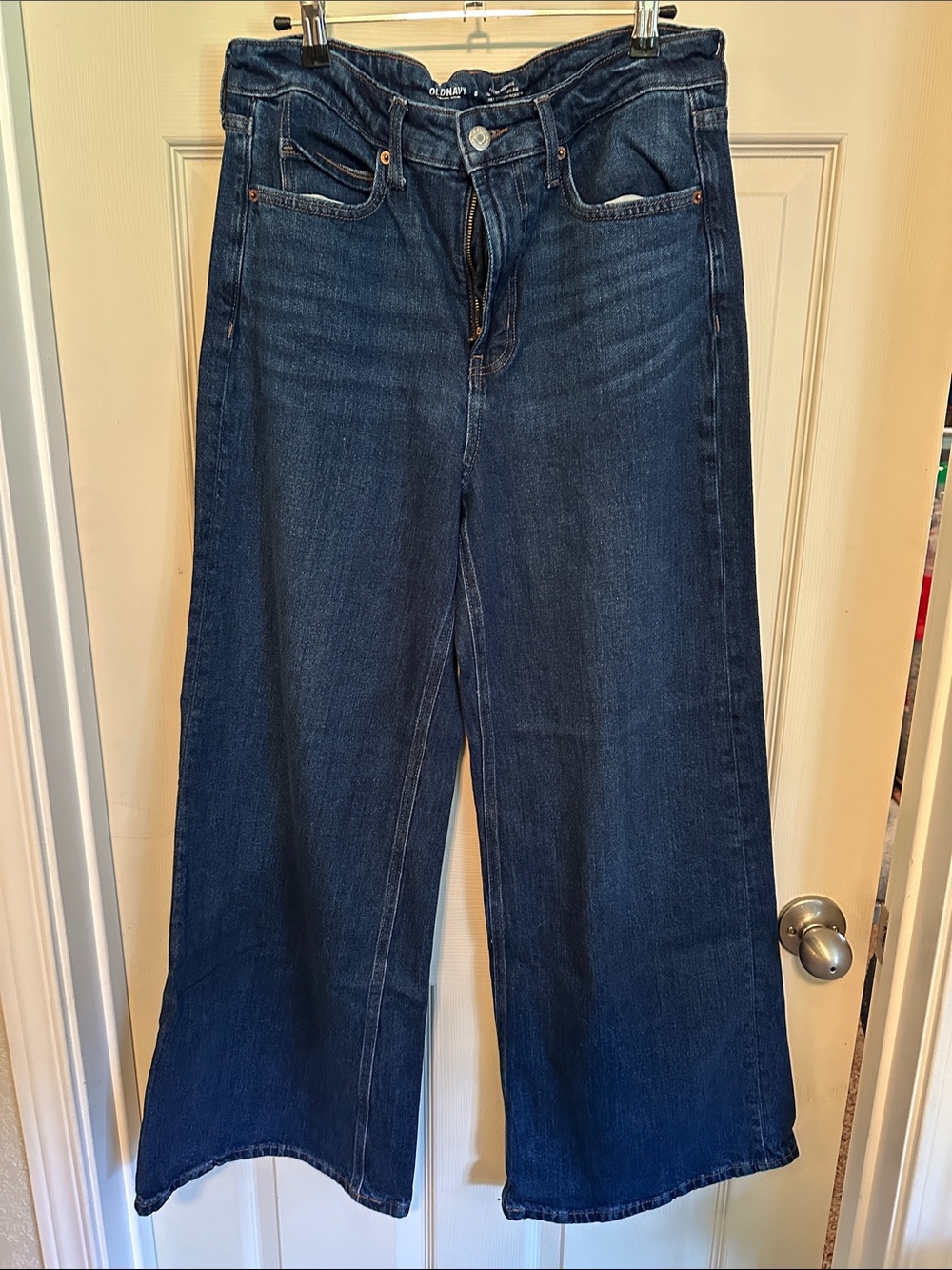 Old Navy Women's Extra High Rise Medium Dark Blue Wide-Leg Jeans